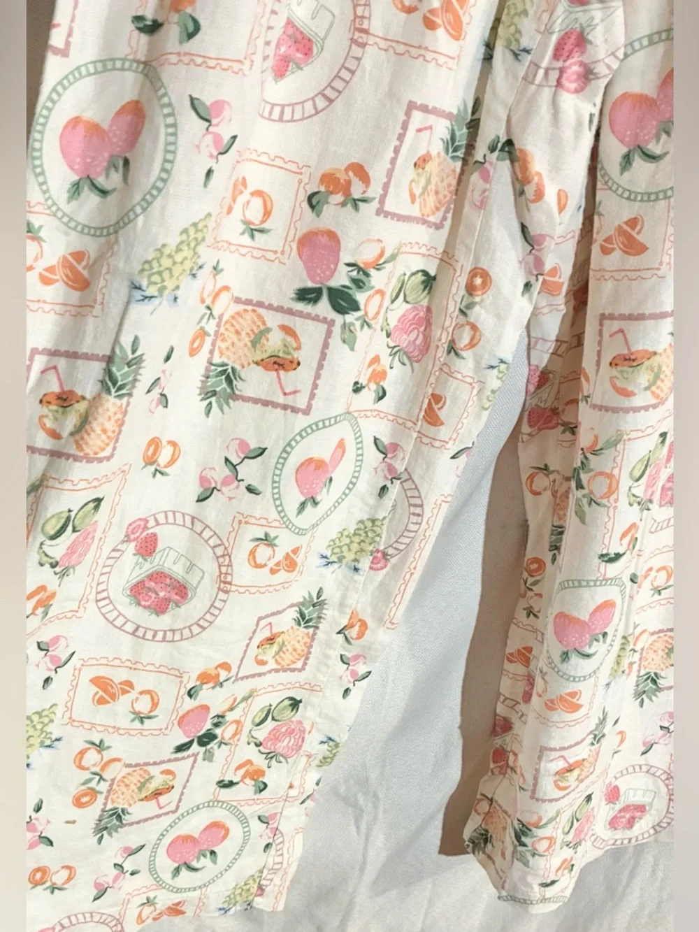 Joie Novelty Wide Leg Linen Pants Sz L  Pull On Fruit Organic Breathable Comfy - Picture 9 of 10